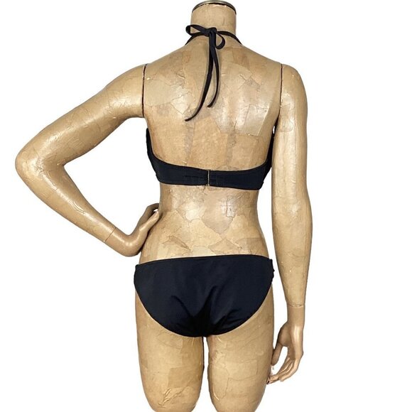 Shade & Shore Black Bikini Sexy Fishnet Macrame Sz 36DD Top XL Bottom 254A - Picture 6 of 10